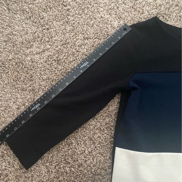 Madewell Women’s Top Gallerist Ponte Color Block Black Navy Cream Sweater Sz M - Picture 10 of 11